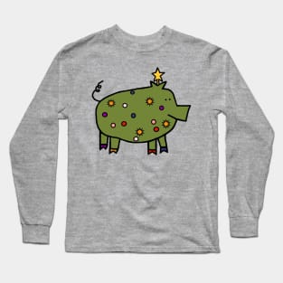 Funny Christmas Tree Pig Long Sleeve T-Shirt